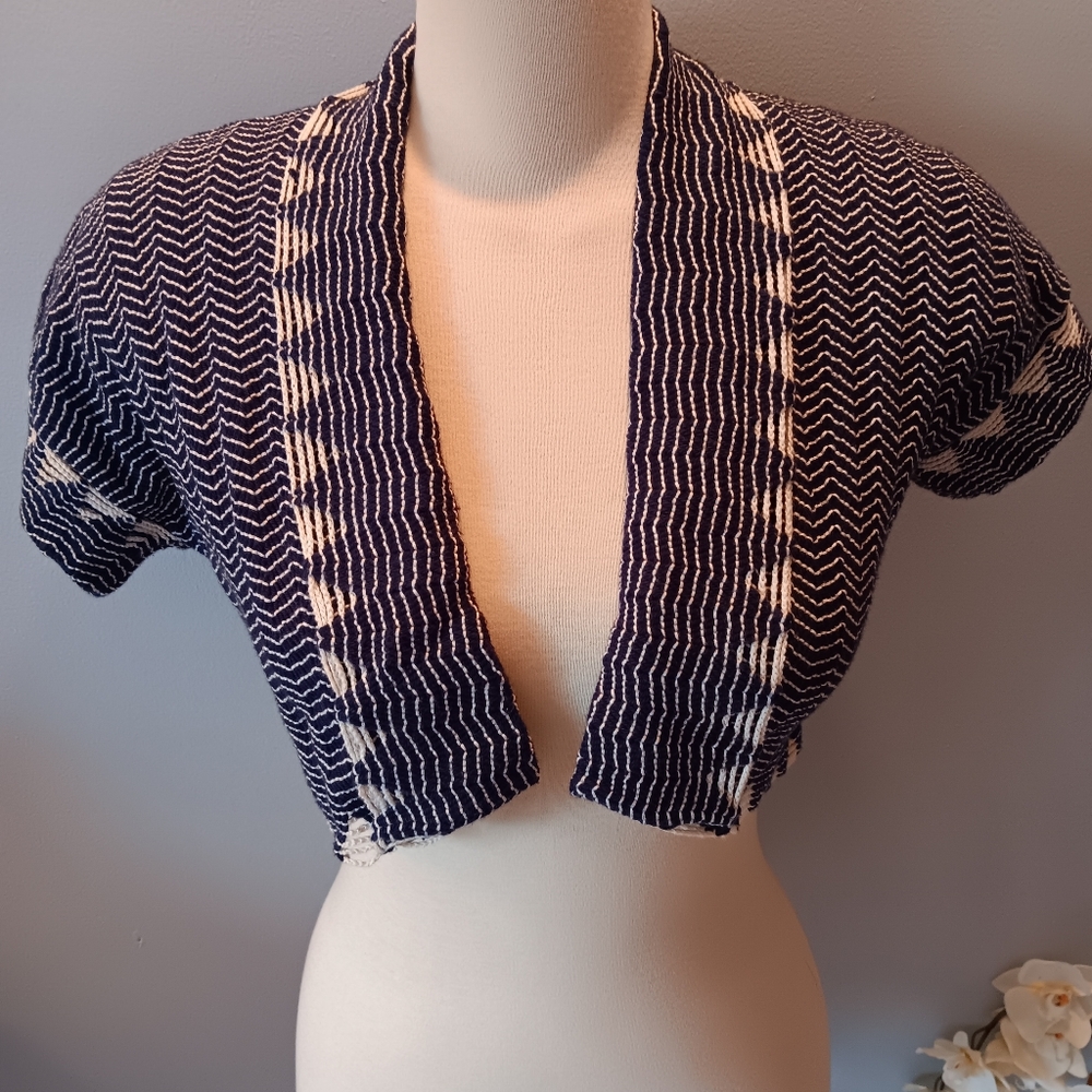 Anthropologie navy Marin cropped bolero NWT